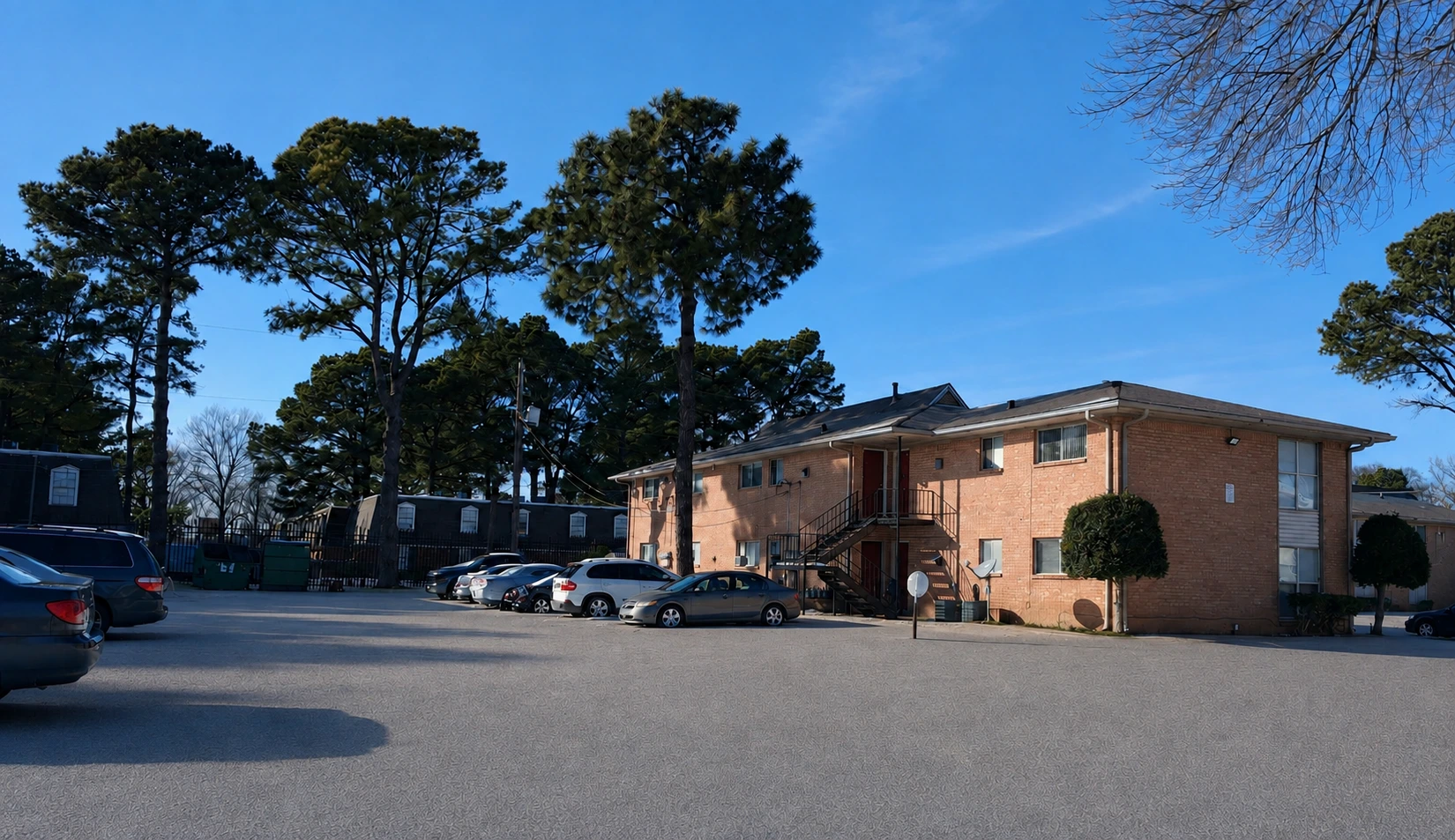 Pine Land Apartments without snow